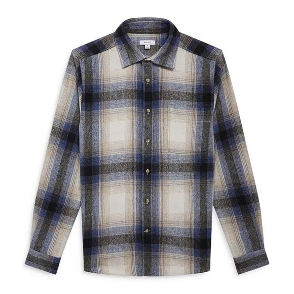 Reiss Frey Men's Large Multicolor Long Sleeve Wool & Polyester Shirt - NWT - Picture 6 of 9